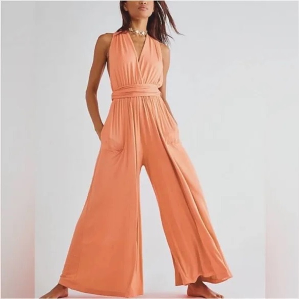 New Free People Beach Dani Convertible Wide Leg Jumpsuit Size S